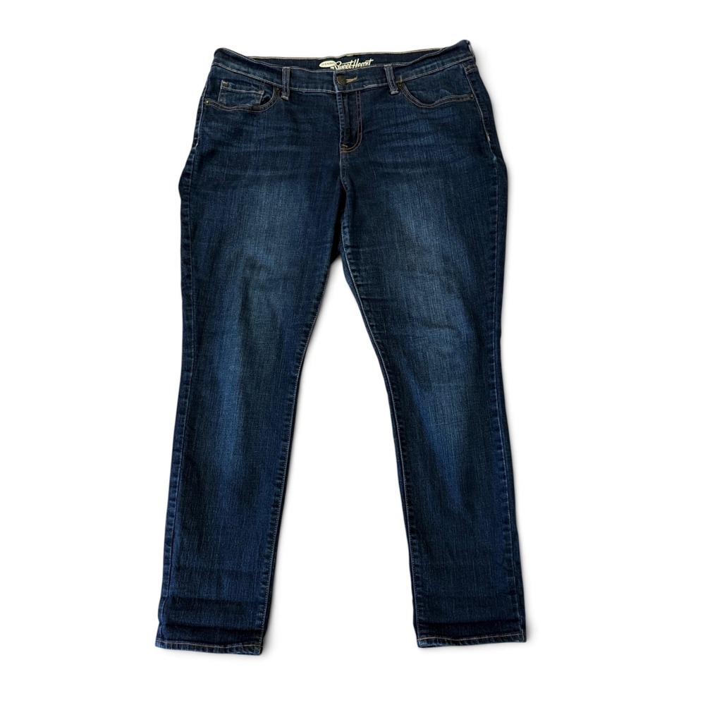 Old Navy The Sweetheart Dark Wash Straight Leg Jeans Womens 12 Short Stretch